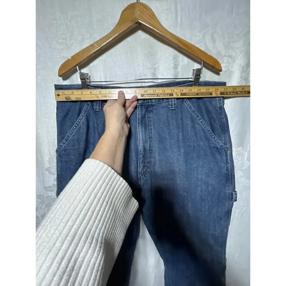 Wrangler Carpenter Jeans 36x34 Fleece Lined Blue Denim Vintage Grunge